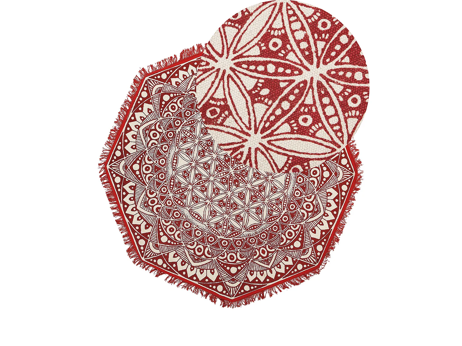 Tapis octogonal blanc crème et rouge MEZITILI