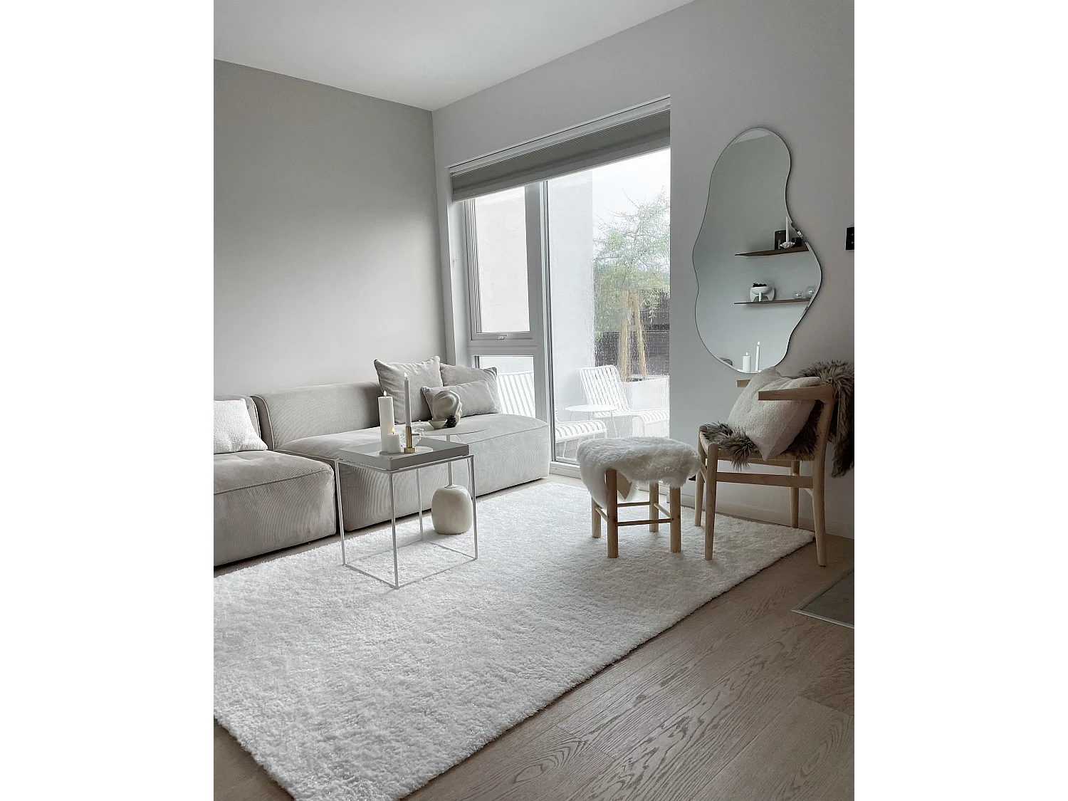 Shaggy Rug DEMRE White 140 x 200 cm