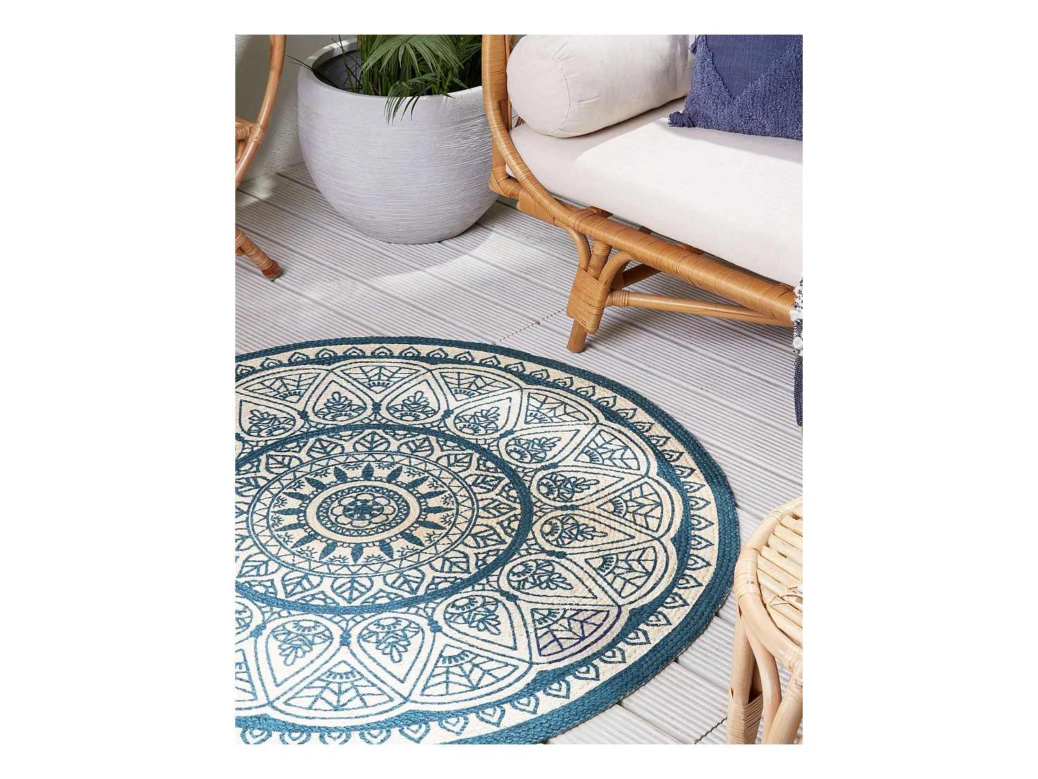 Alfombra ANADERE ø 120 cm Yute Azul