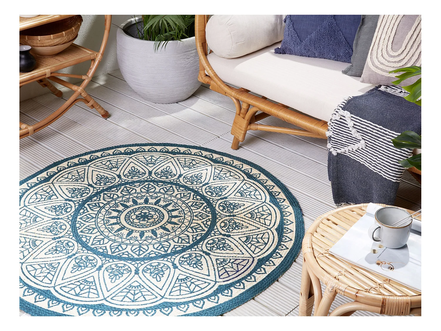 Alfombra ANADERE ø 120 cm Yute Azul