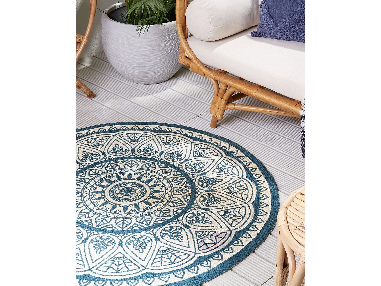 Alfombra ANADERE ø 120 cm Yute Azul