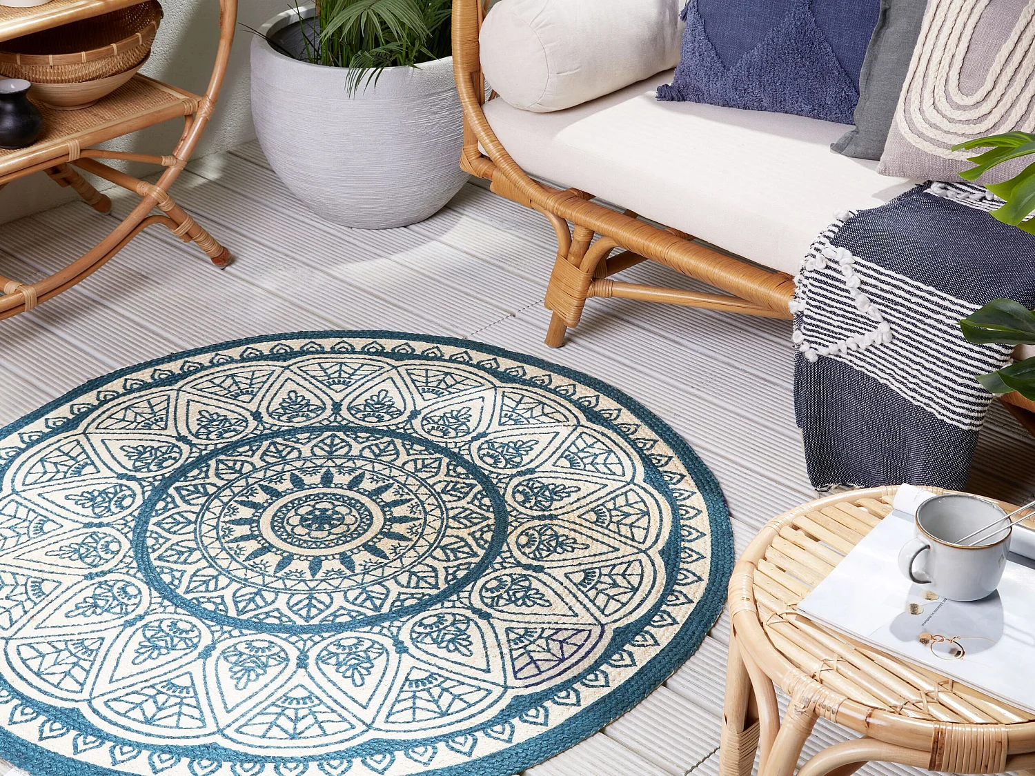 Alfombra ANADERE ø 120 cm Yute Azul