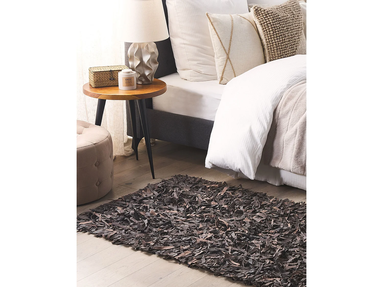 Vloerkleed leer bruin 80 x 150 cm MUT