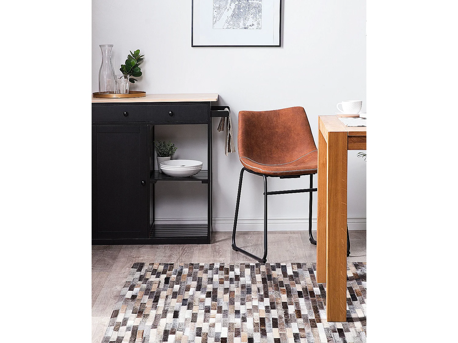 Tapis AHILLI Marron 140 x 200 cm Cuir