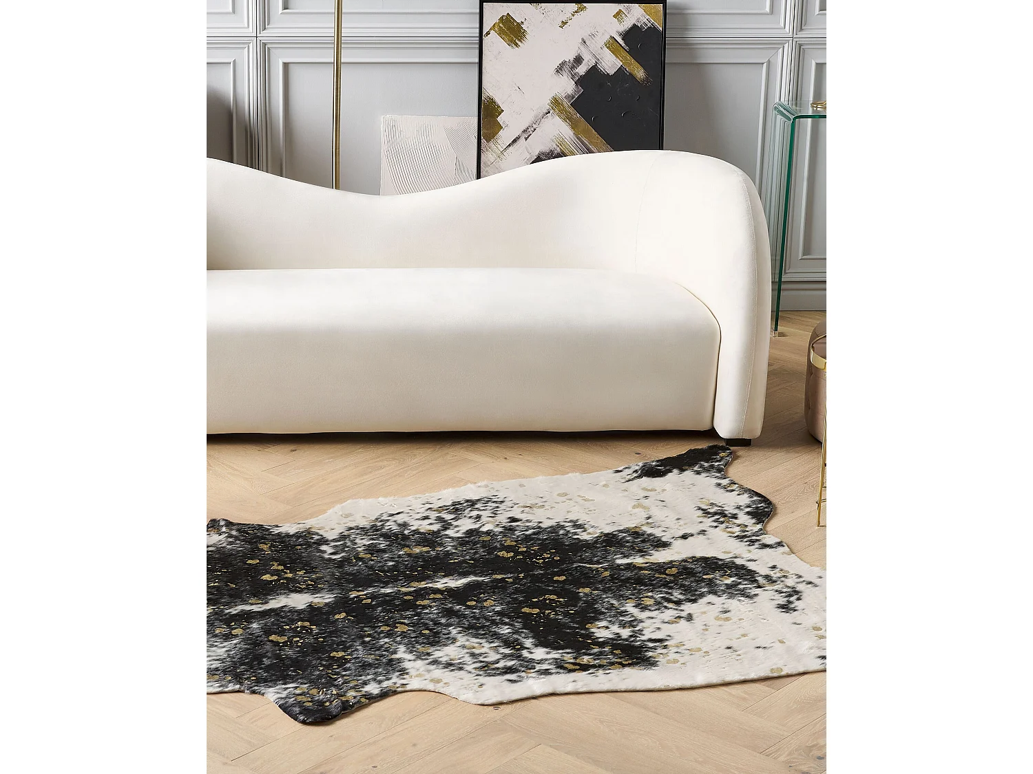 Vloerkleed imitatieleer zwart en wit 150 x 200 cm BOGONG