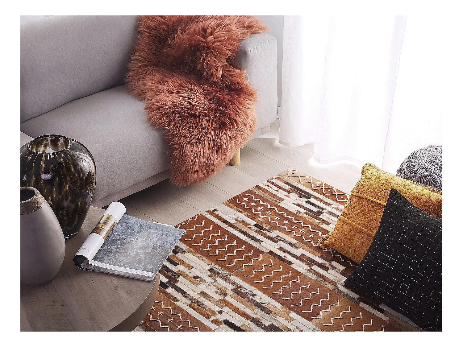 Tapis HEREKLI Marron 160 x 230 cm Cuir