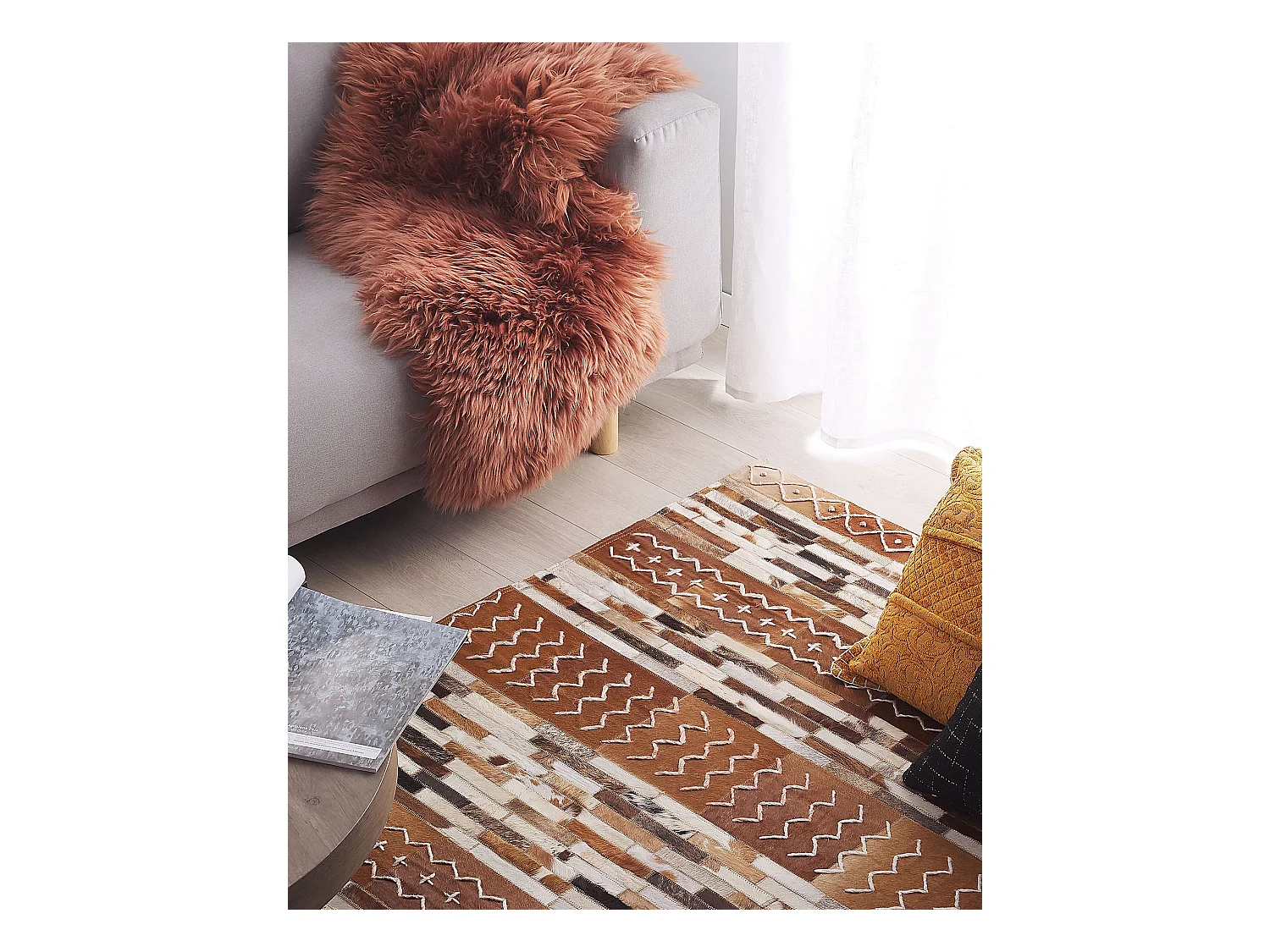 Vloerkleed HEREKLI 160 x 230 cm Leer Bruin