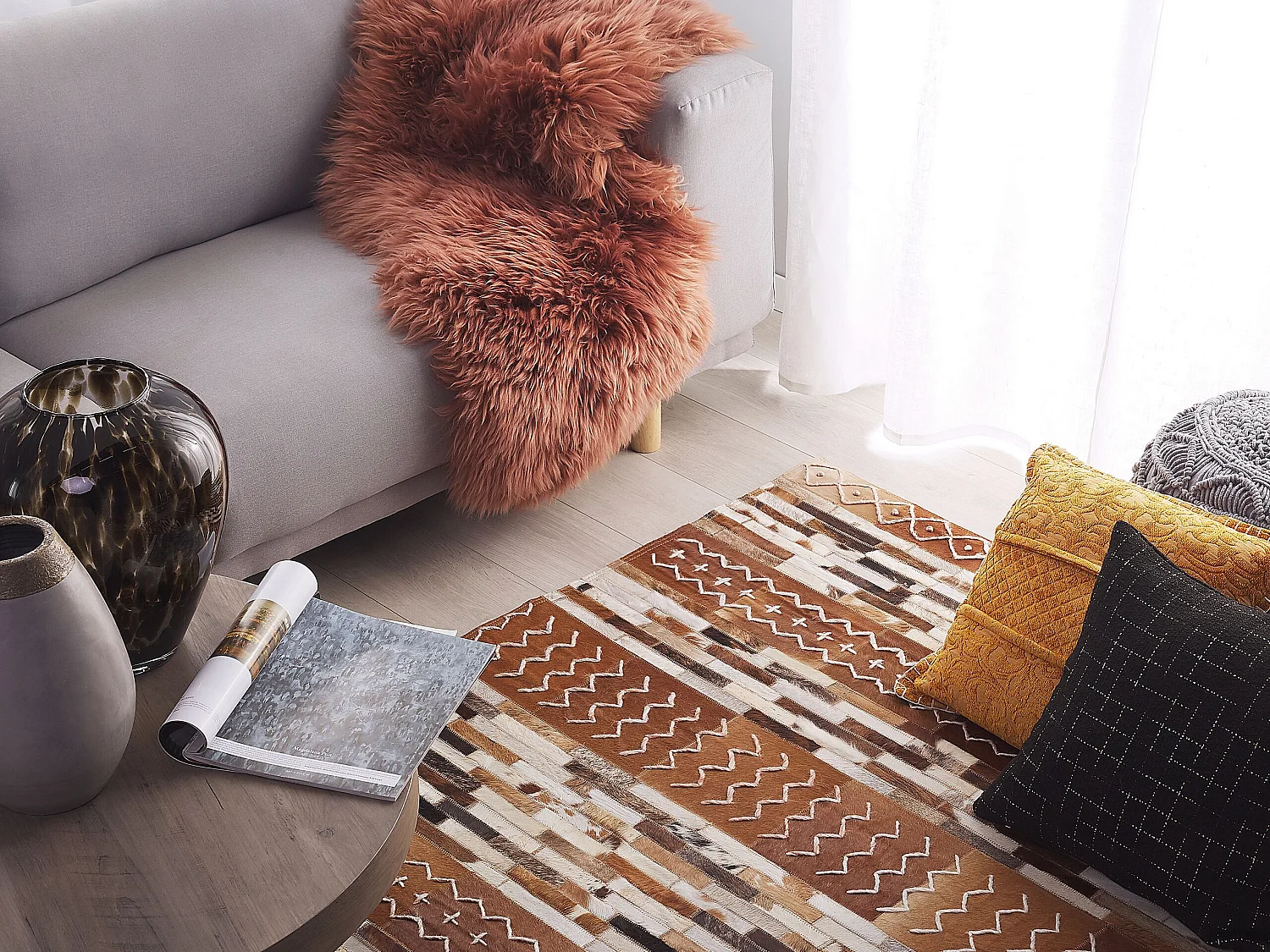 Tapis HEREKLI 160 x 230 cm Cuir Marron