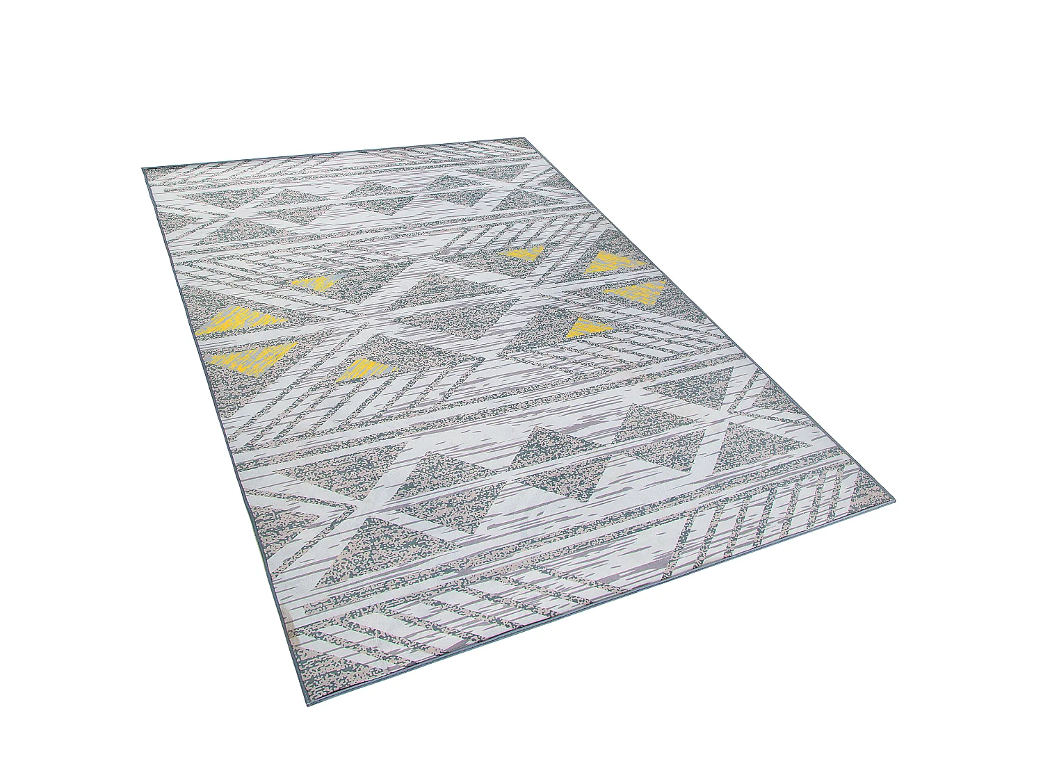 Tappeto motivo geometrico grigio-giallo 140 x 200 cm KARGI