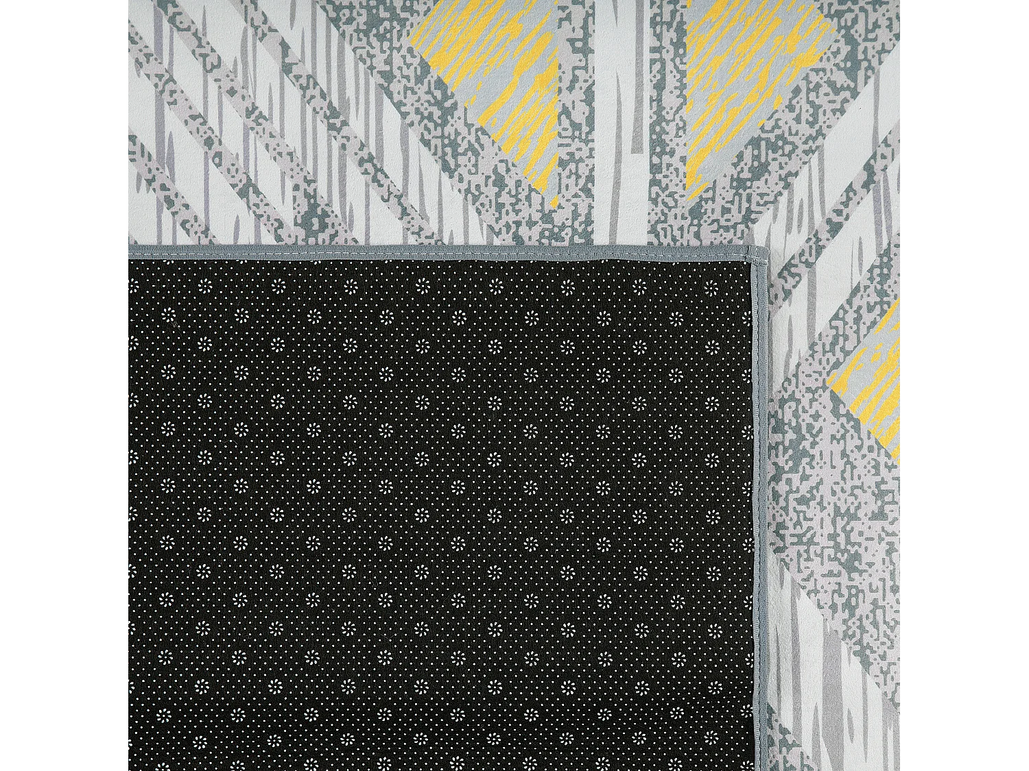 Tappeto motivo geometrico grigio-giallo 140 x 200 cm KARGI