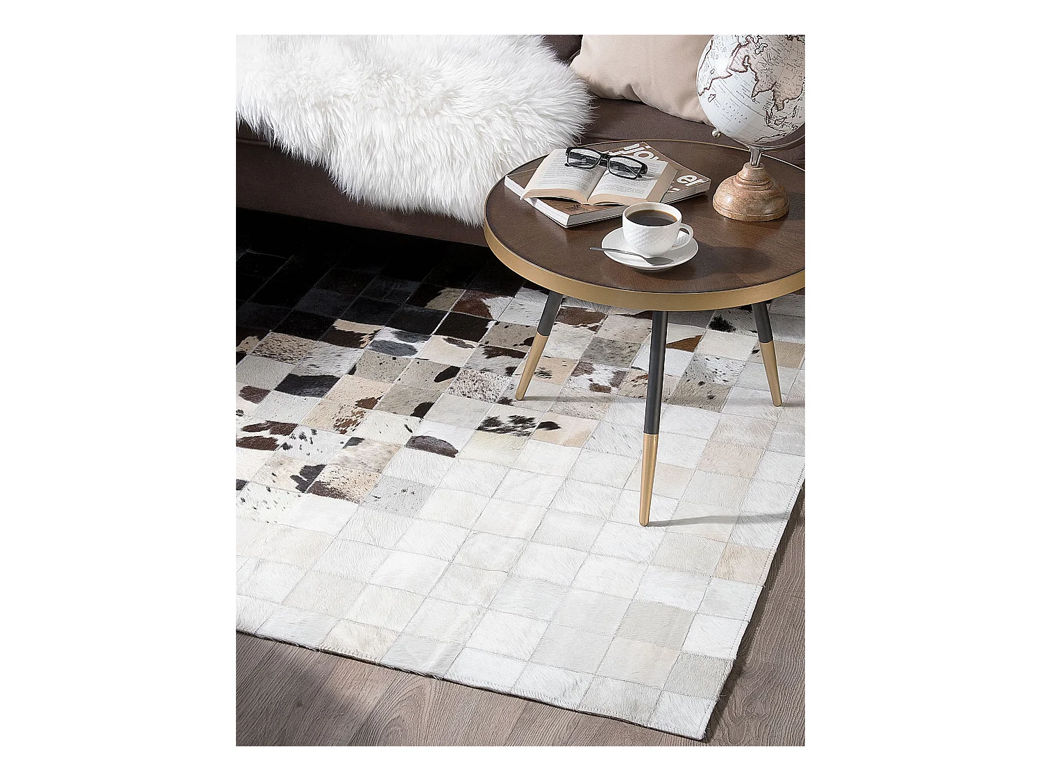 Alfombra KEMAH 140 x 200 cm Piel Negro