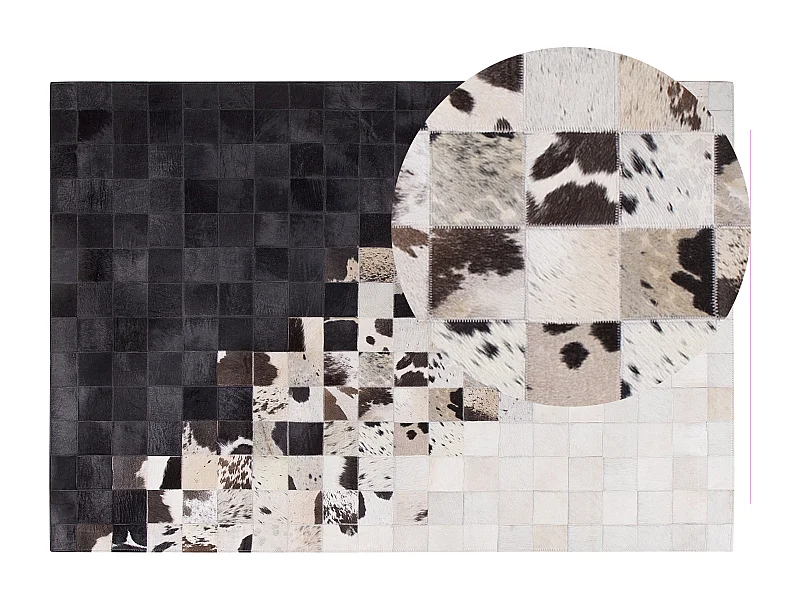 Tappeto in pelle color bianco e nero 140 x 200 cm KEMAH