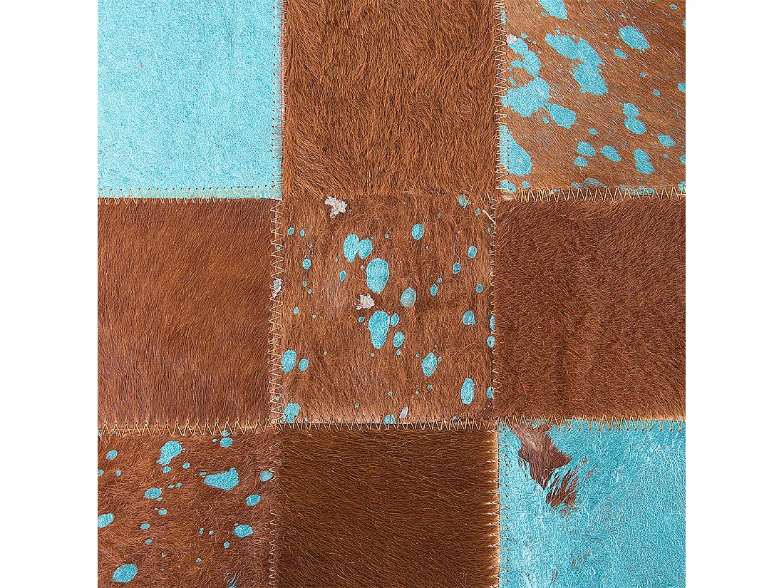 Patchwork Teppich braun/blau 140 x 200 cm rechteckig Aliaga
