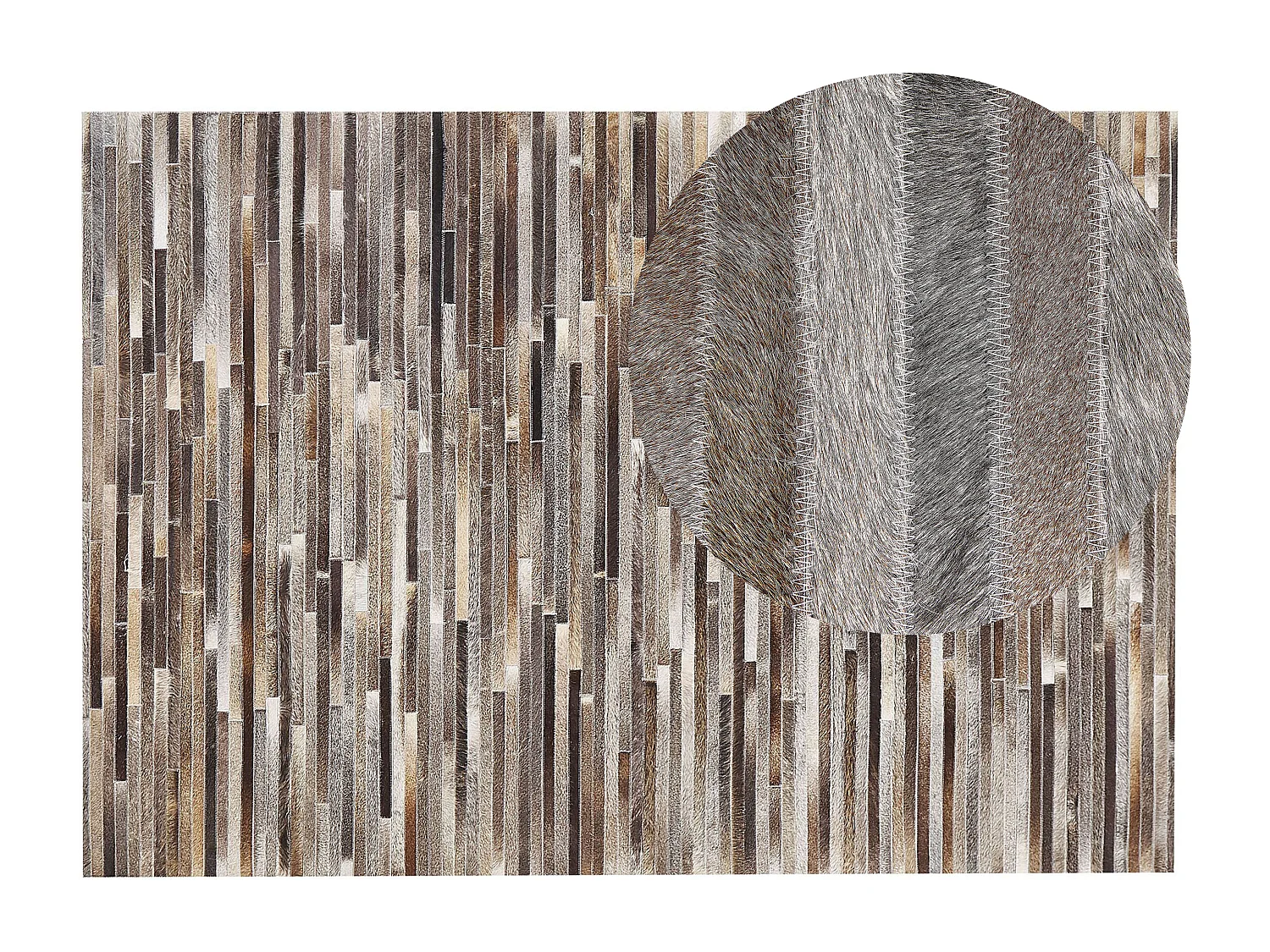 Teppich TUZLUCA 160 x 230 cm Echtleder Grau