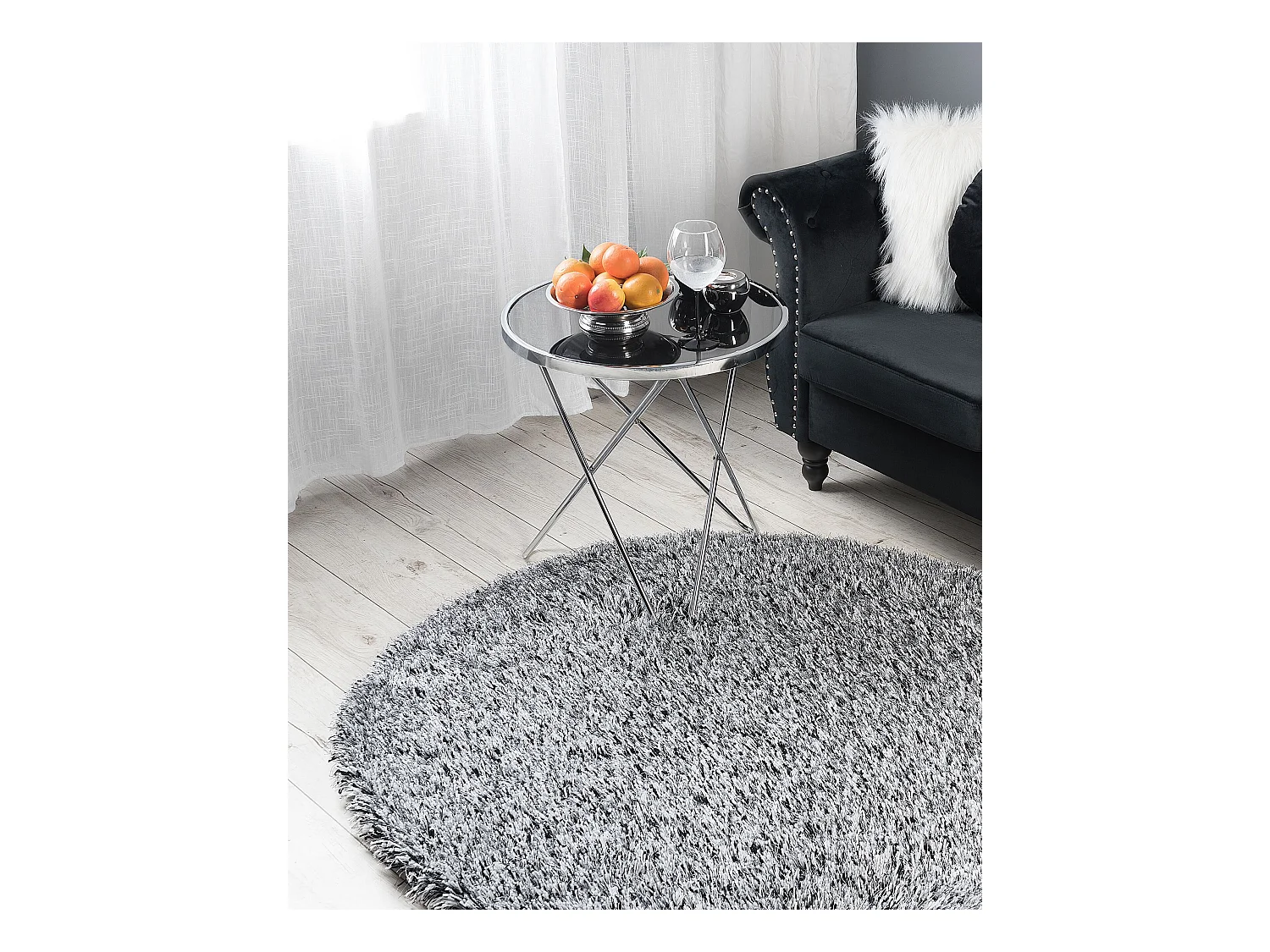Alfombra negro/blanco ⌀ 140 cm CIDE