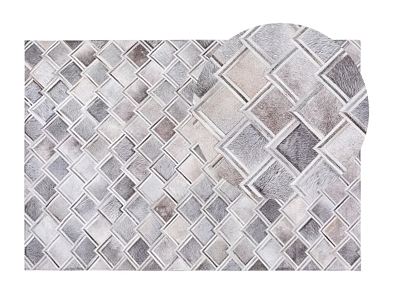 Teppich AGACLI 140 x 200 cm Echtleder Grau