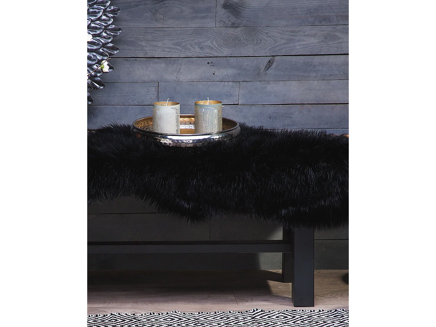 Tapis en fausse fourrure MUNGO Noir 63 x 95 cm