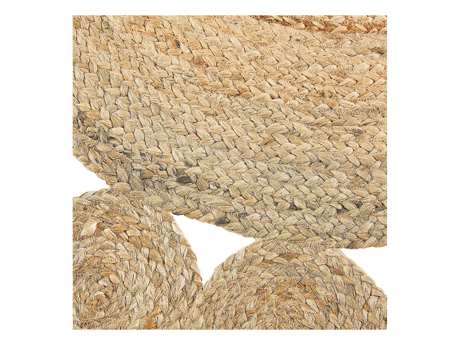 Boho Teppich aus Naturfaser Jute beige rund 120 cm mit Kreismuster Golgen