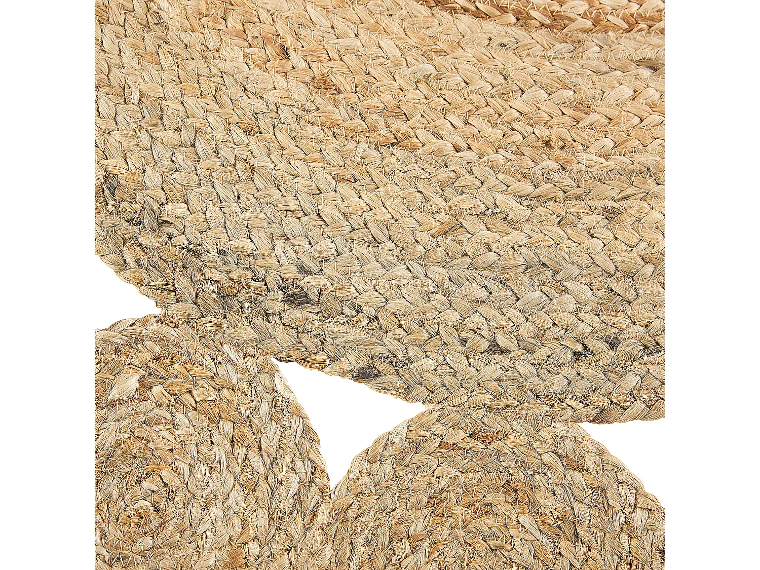 Boho Teppich aus Naturfaser Jute beige rund 120 cm mit Kreismuster Golgen