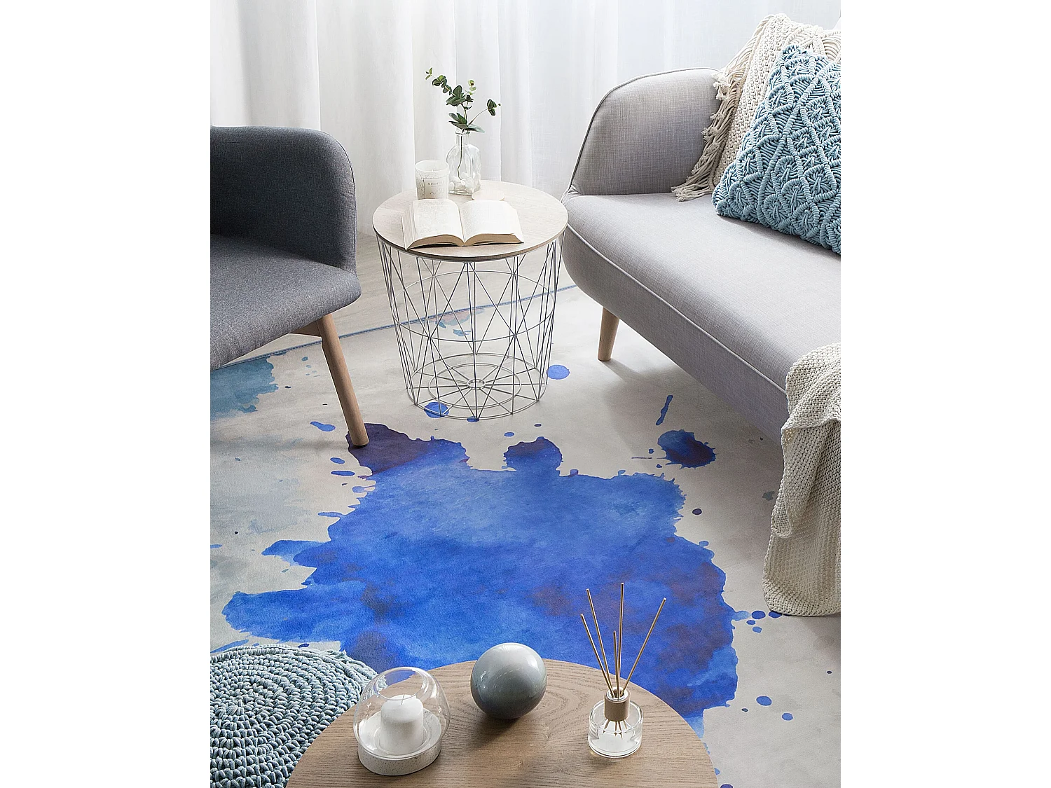 Vloerkleed polyester blauw 160 x 230 cm ODALAR