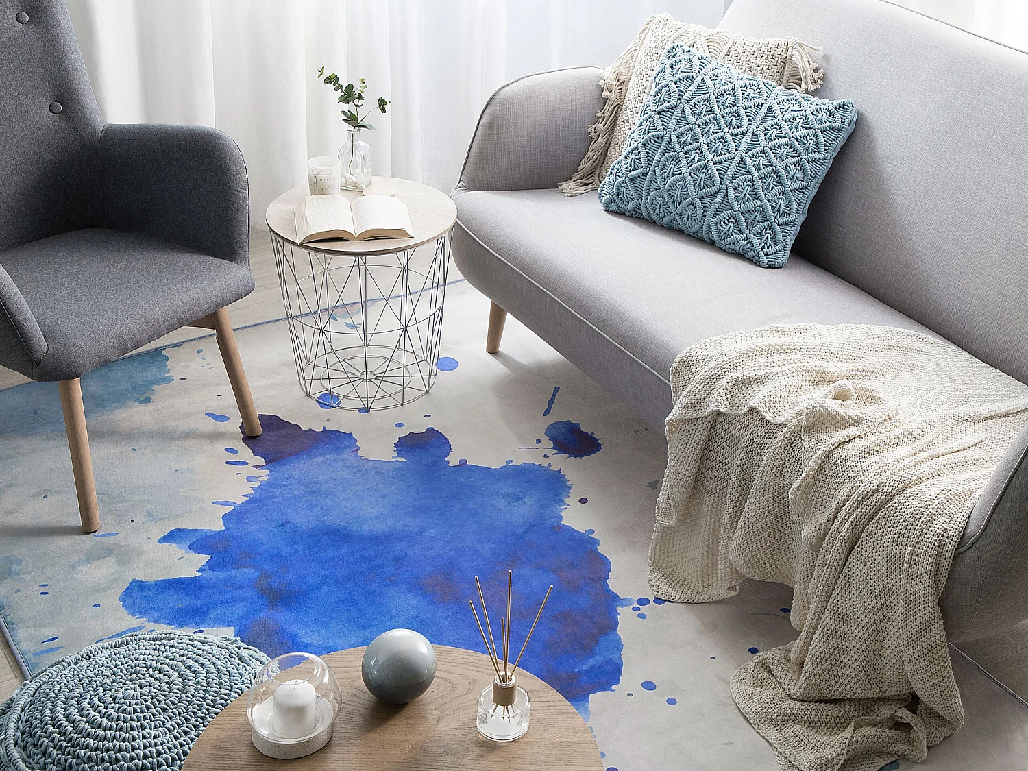 Tapis avec tache encre bleu 160 x 230 cm ODALAR