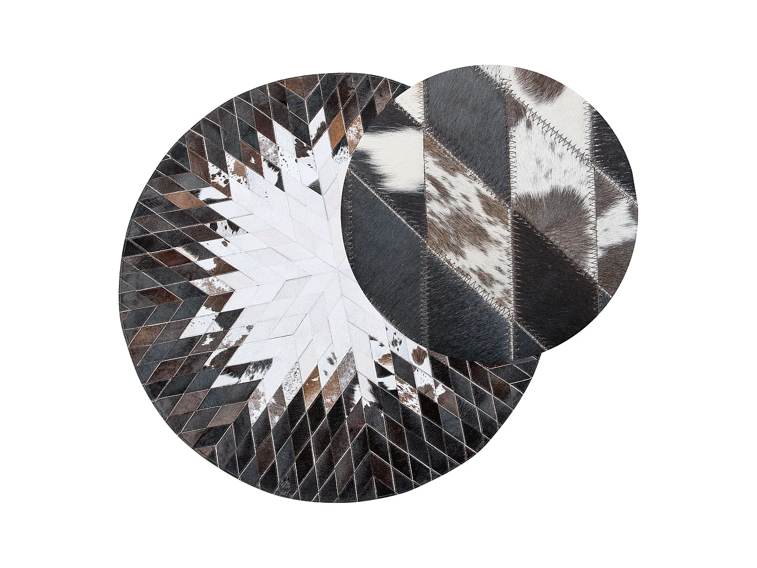 Vloerkleed patchwork zwart/wit ⌀ 140 cm KELES