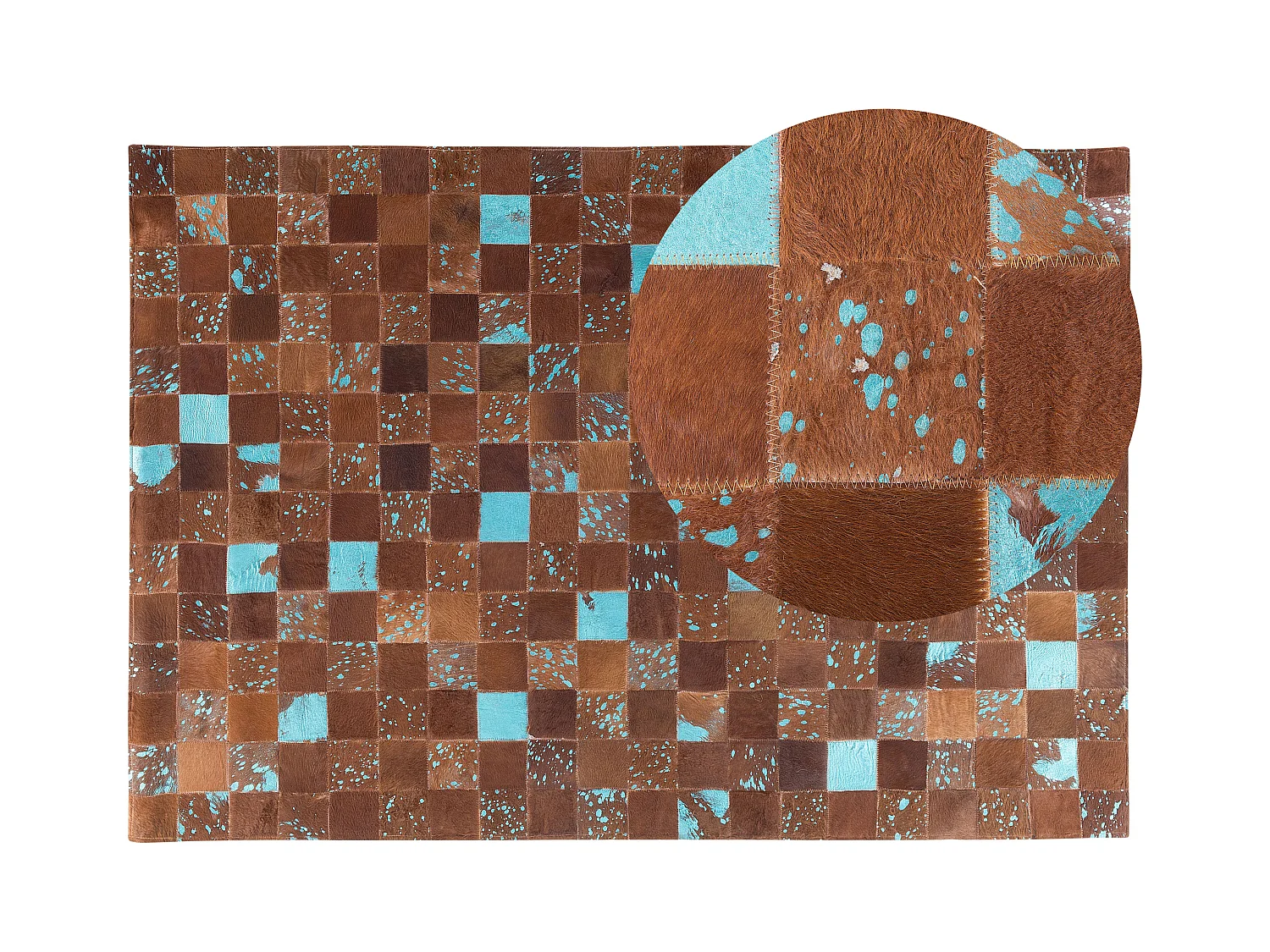 Dywan patchwork skórzany 160 x 230 cm brązowy ALIAGA