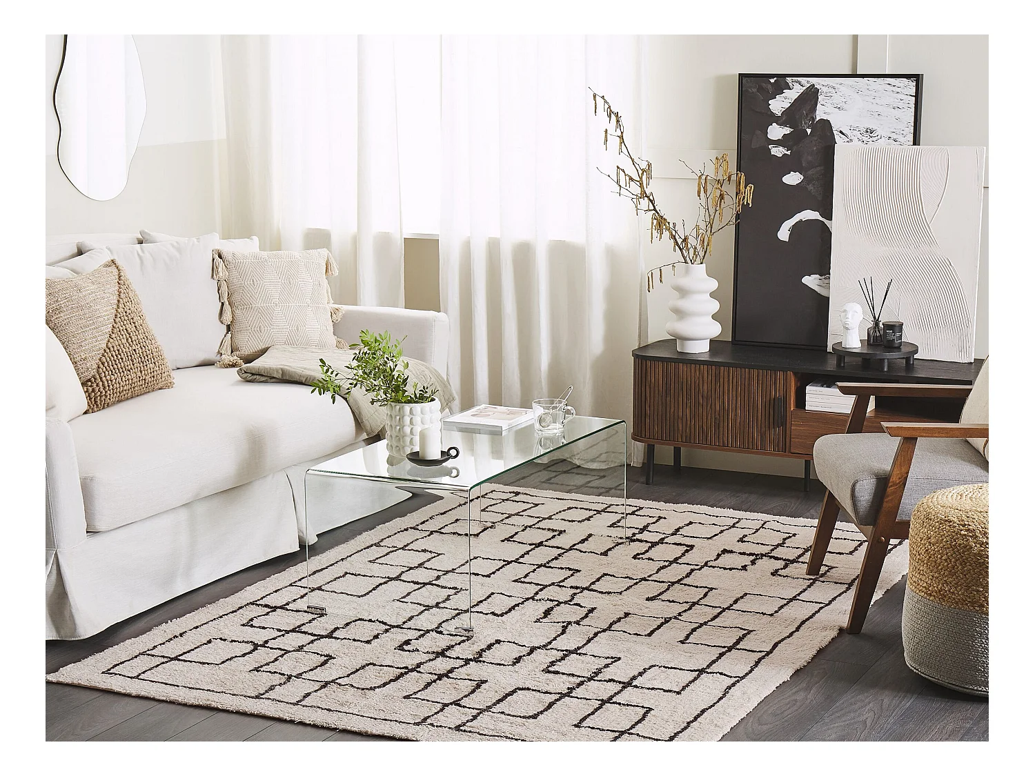 Tapis TURHAL Beige 160 x 230 cm Coton