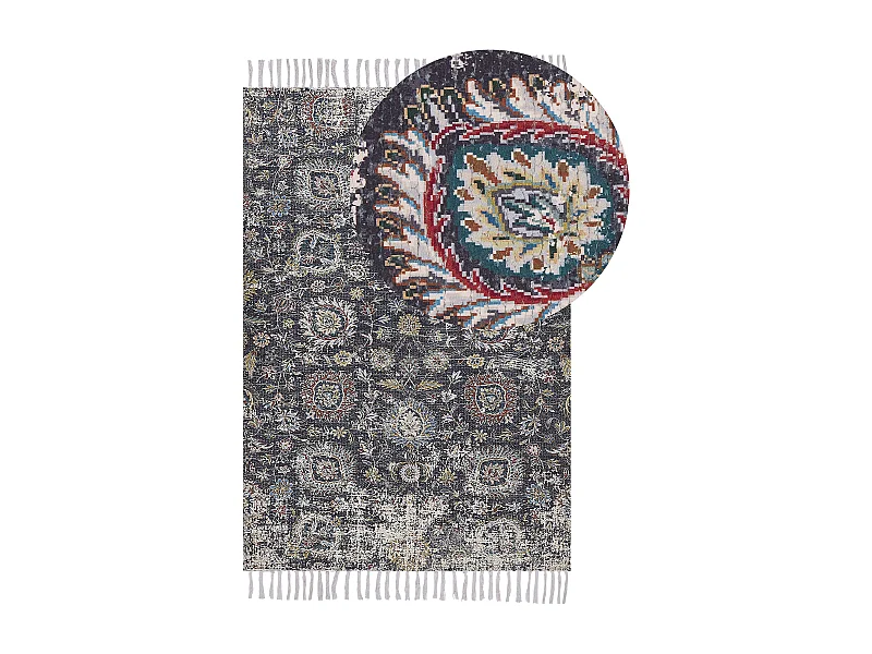 Teppich mehrfarbig 150 x 230 cm orientalisches Muster Kurzflor ARMUTALAN