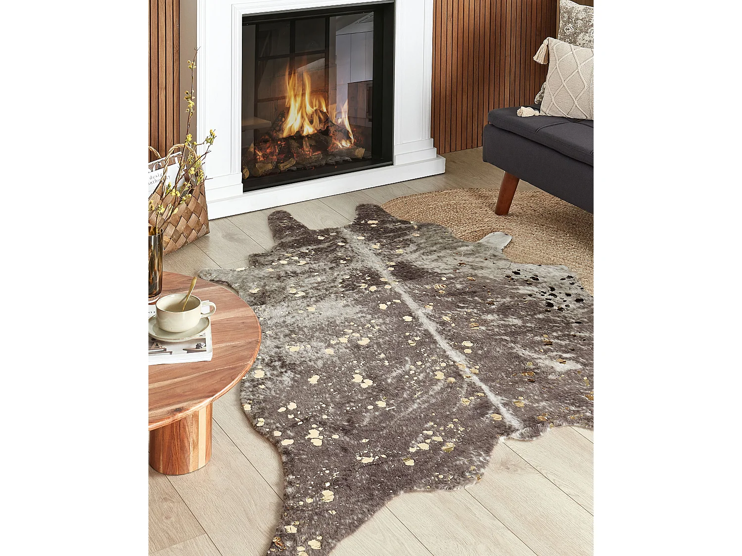 simili de vache BOGONG Taupe 150 x 200 cm