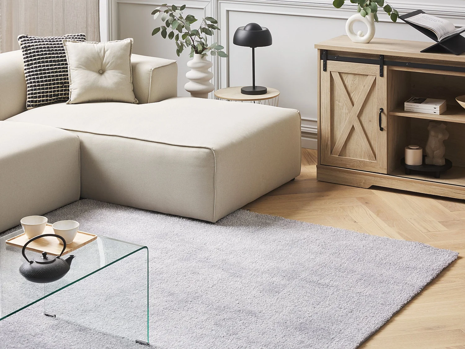 Tapis gris clair 140 x 200 cm DEMRE