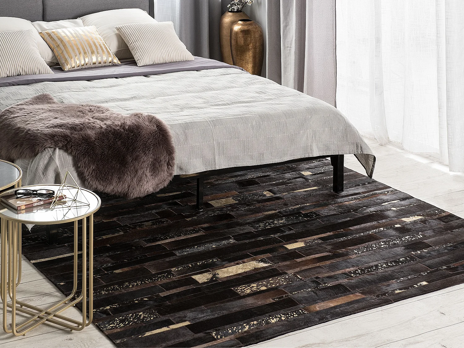 Tapis ARTVIN 200 x 200 cm Cuir Marron
