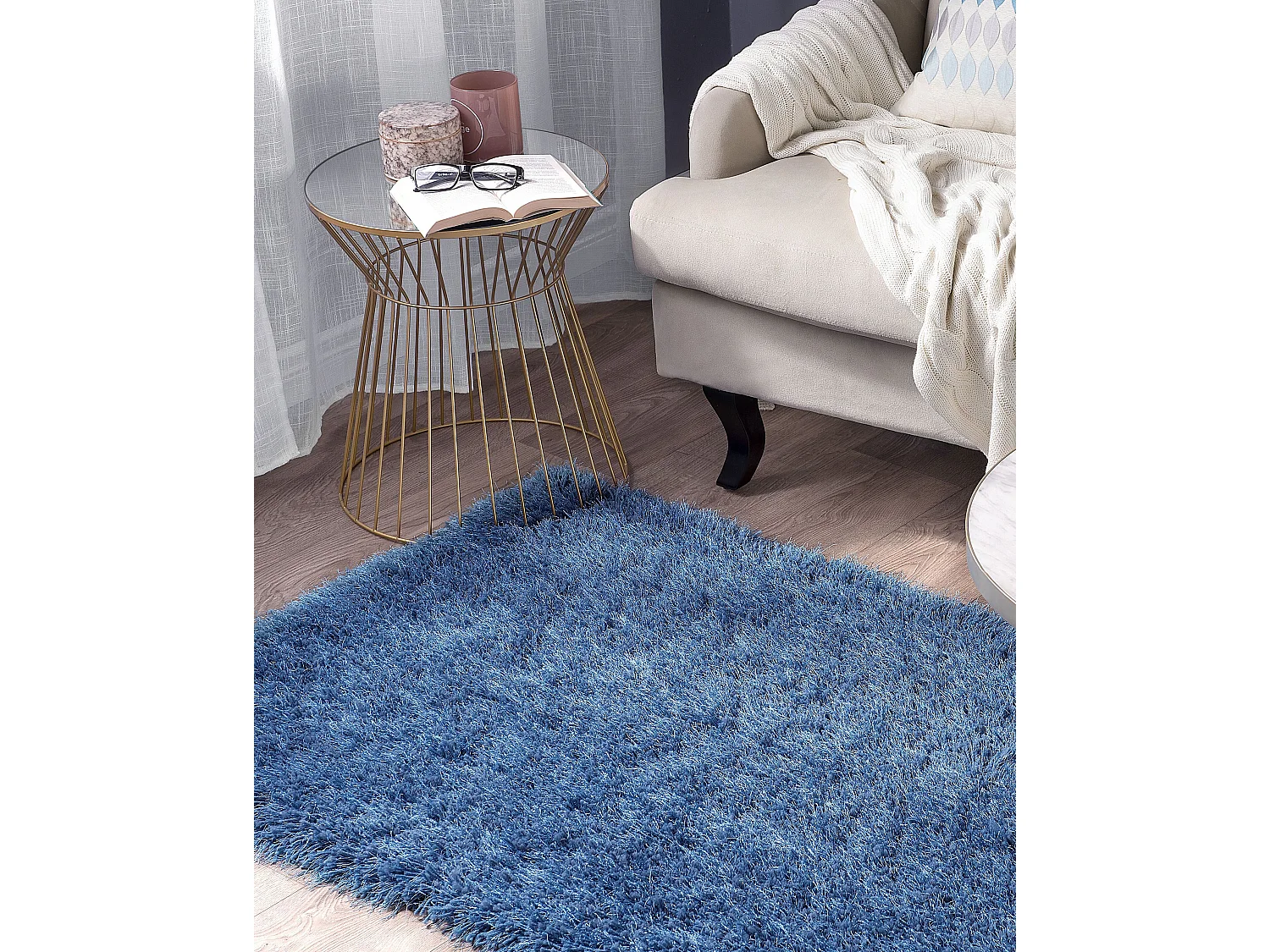 Tapis à poils longs CIDE Bleu 80 x 150 cm