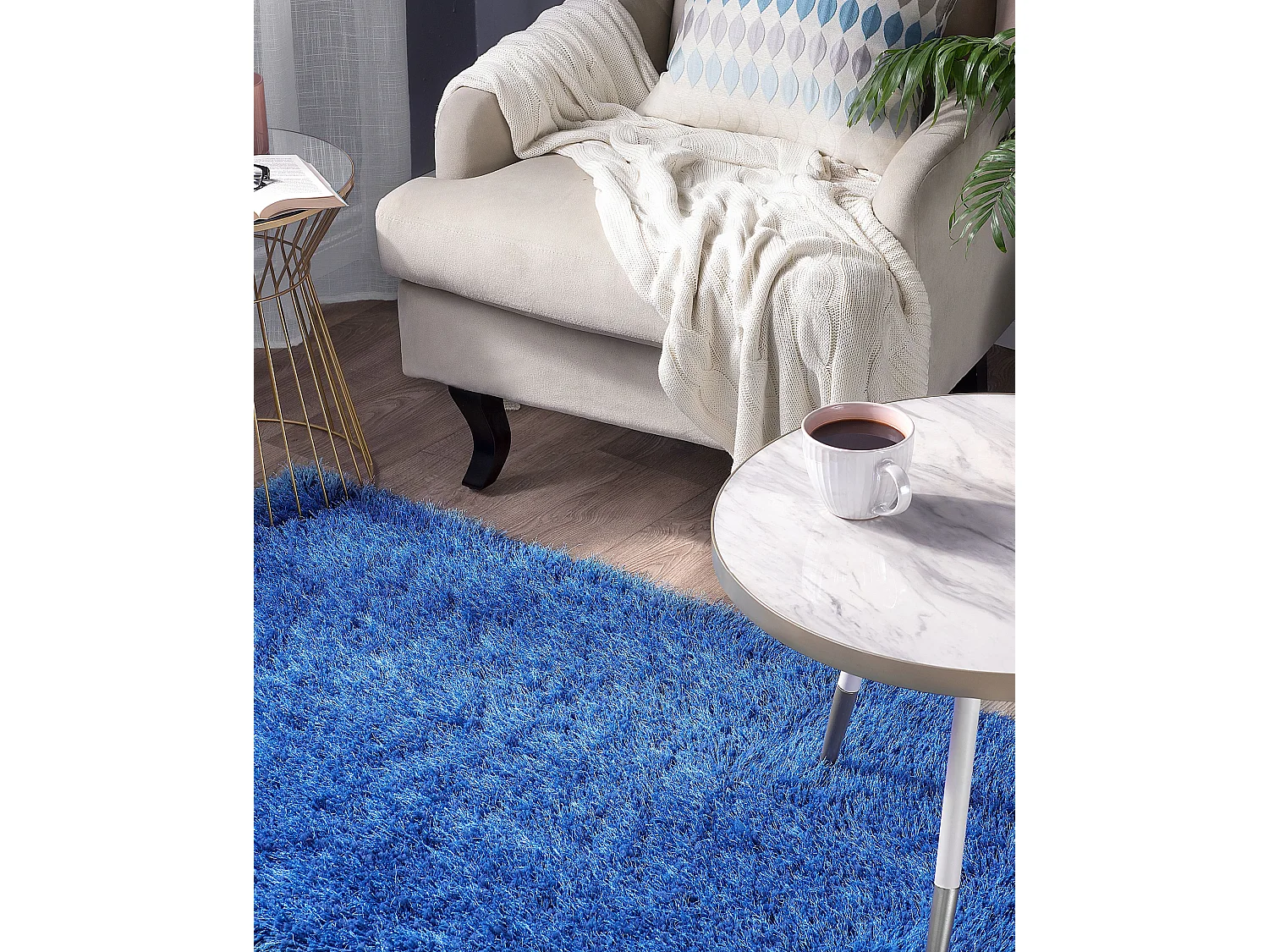 Tapis à poils longs CIDE Bleu 80 x 150 cm