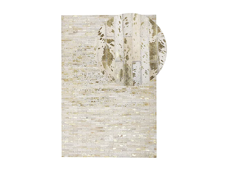 Tappeto in pelle oro e beige 160 x 230 cm TOKUL