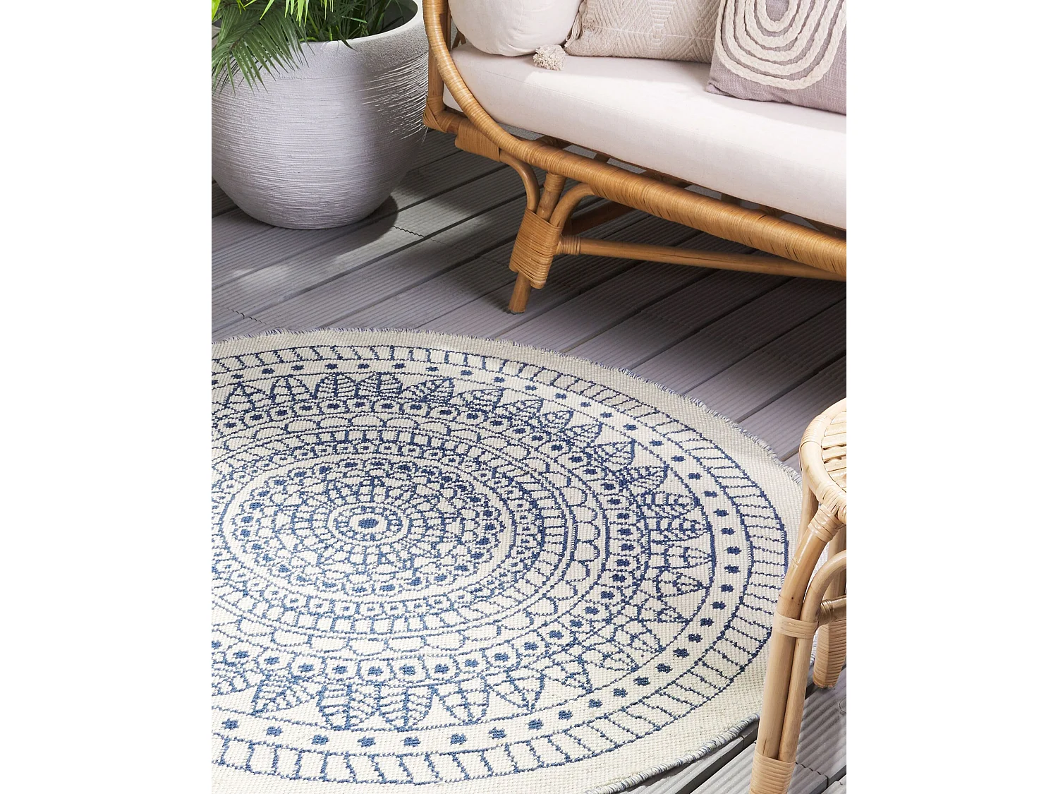 Tapis d'extérieur YALAK Bleu ø 140 cm Réversible