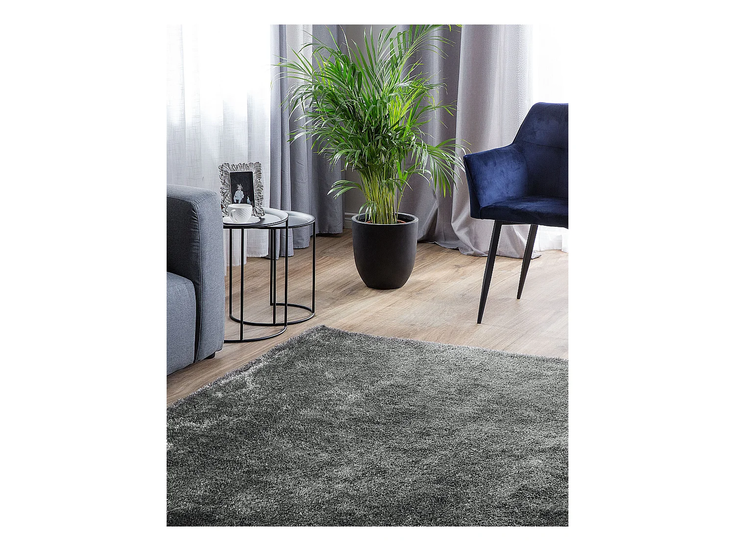 Dywan shaggy 200 x 200 cm ciemnoszary DEMRE