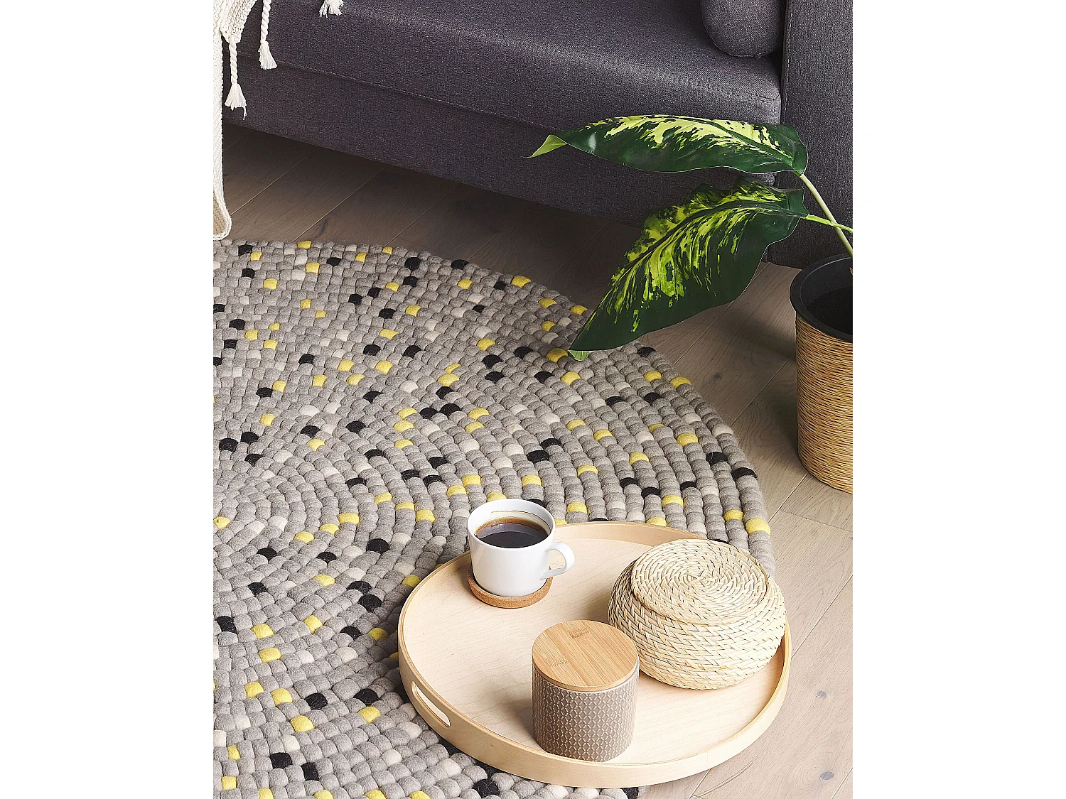 Tapis rond gris clair ⌀ 140 cm PENEK