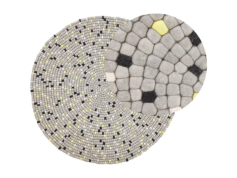 Alfombra de lana gris claro/blanco/amarillo/negro ⌀ 140 cm PENEK