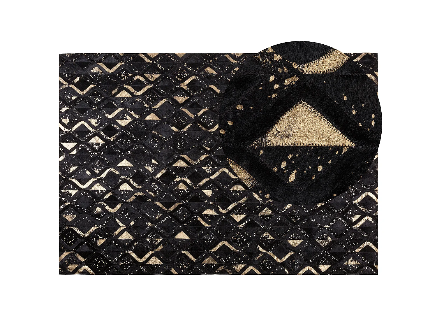 Tapis noir et doré au motif géométrique 160 x 230 cm DEVELI