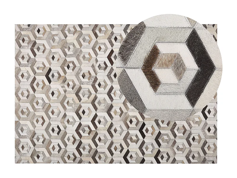 Teppich TAVAK 140 x 200 cm Echtleder Beige