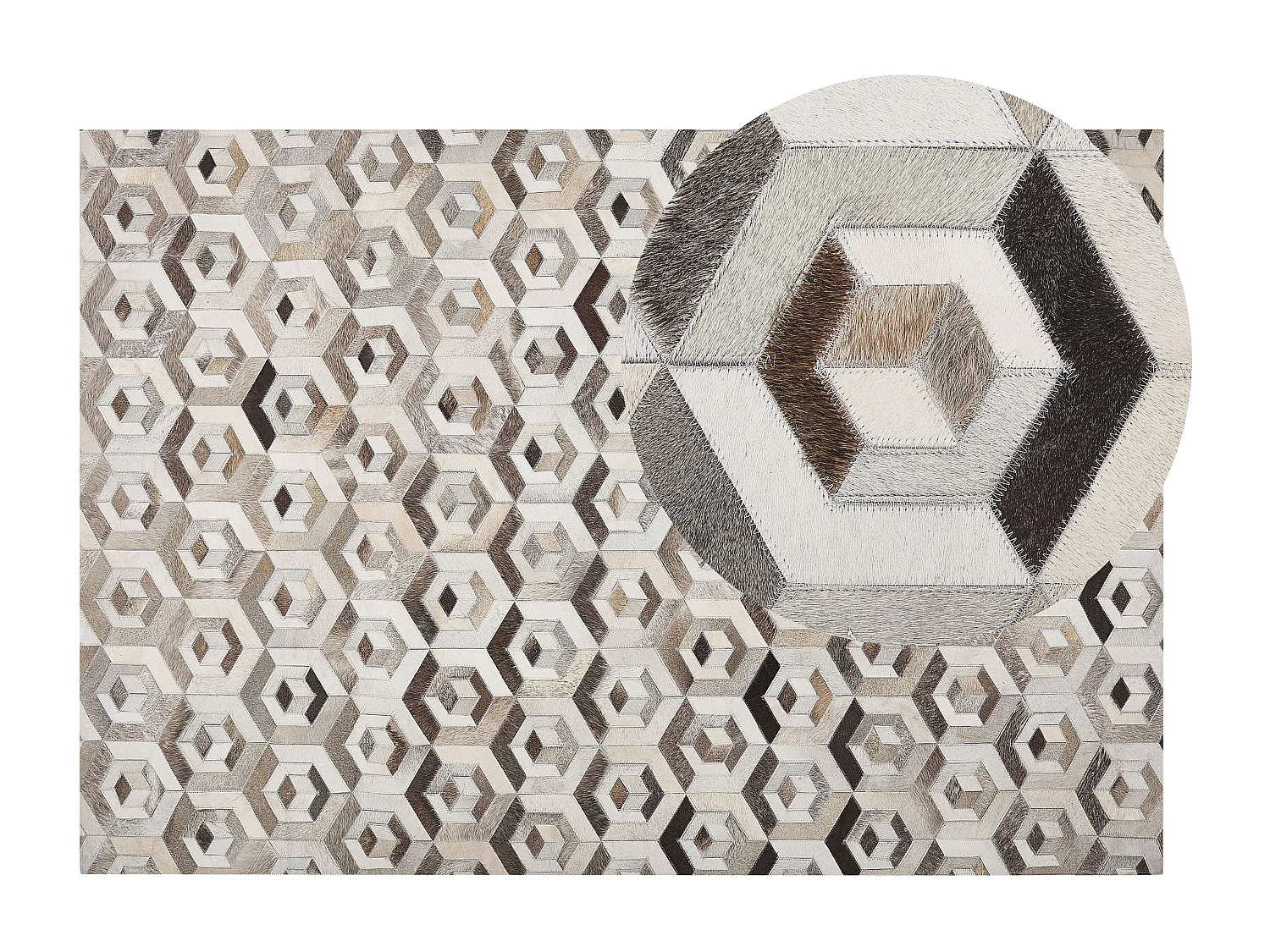 Teppich TAVAK 140 x 200 cm Echtleder Beige