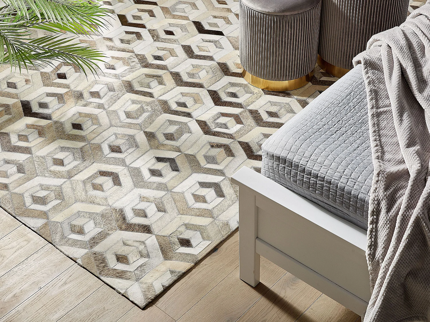 Tapis TAVAK 140 x 200 cm Cuir Beige