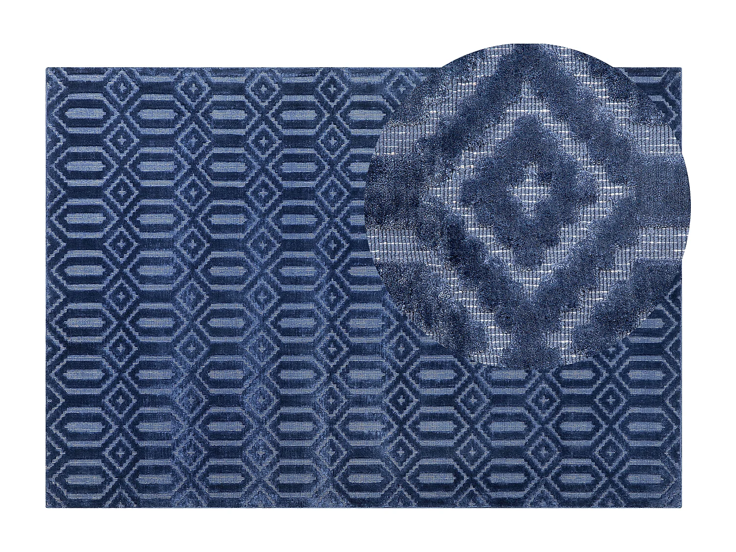 Moderner Teppich in Marineblau aus Viskose Rechteckig 160x230 cm Mediterran Stil