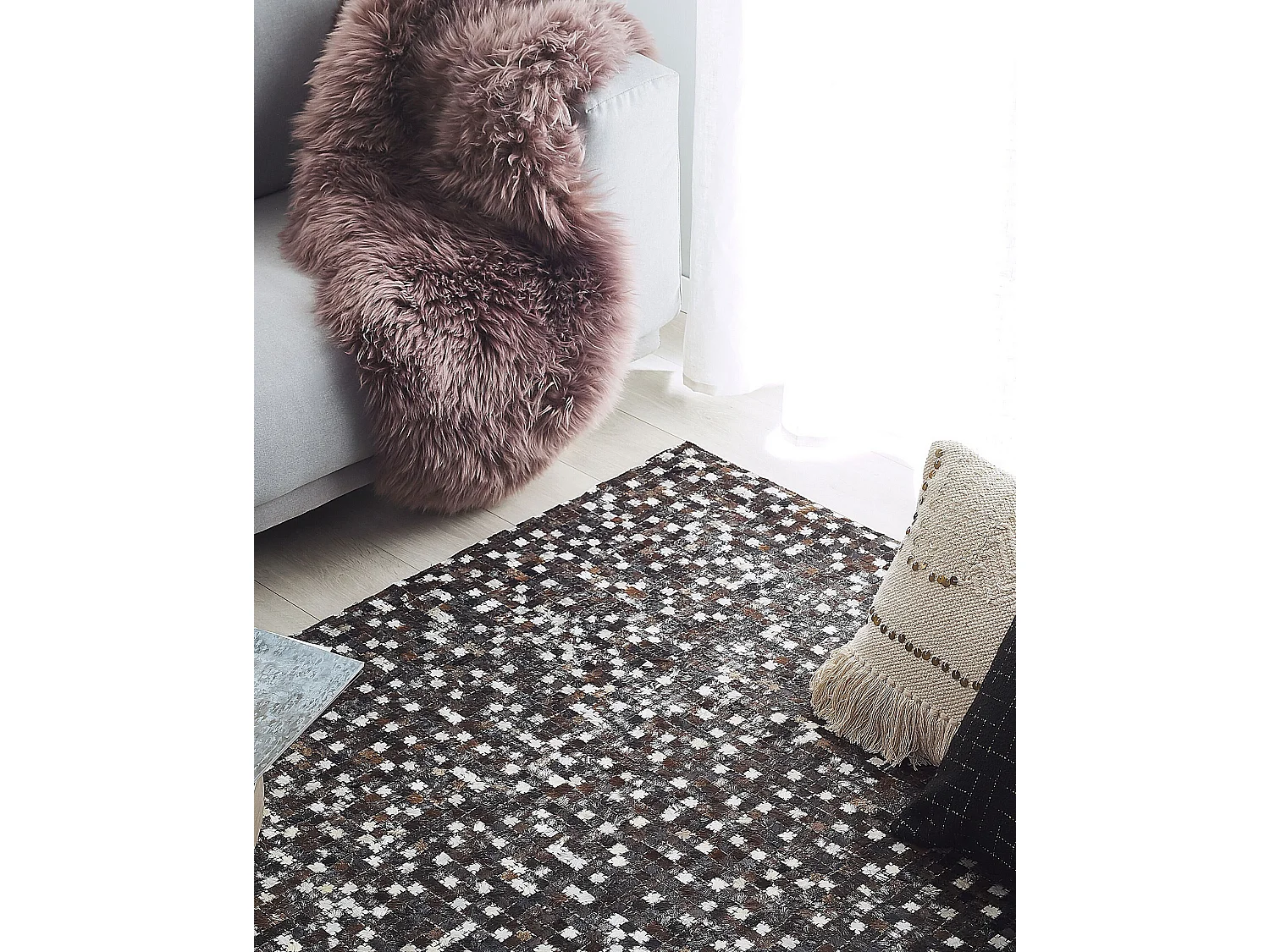 Vloerkleed AKKESE 140 x 200 cm Leer Bruin