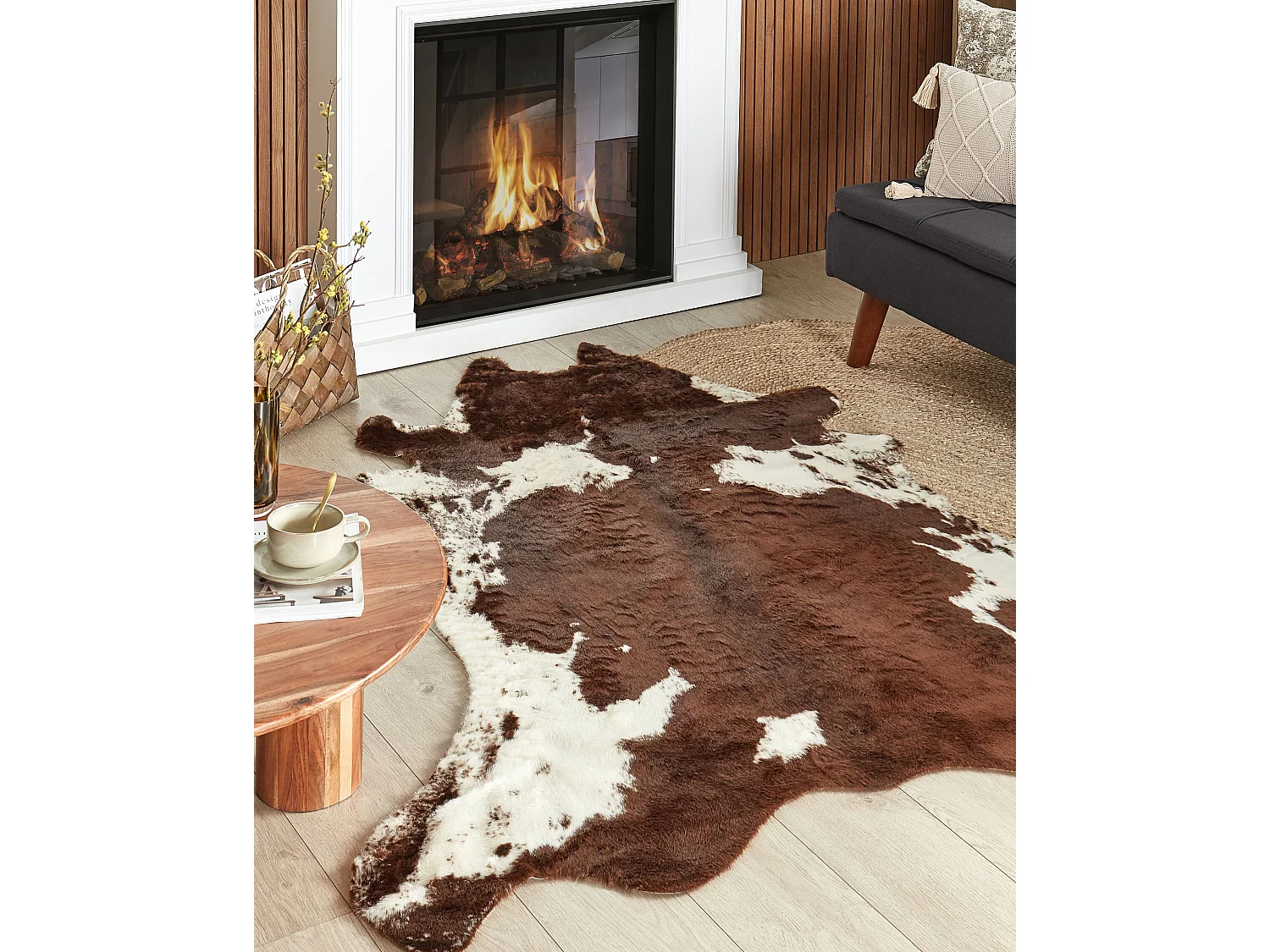 simili de vache BOGONG Marron foncé 150 x 200 cm