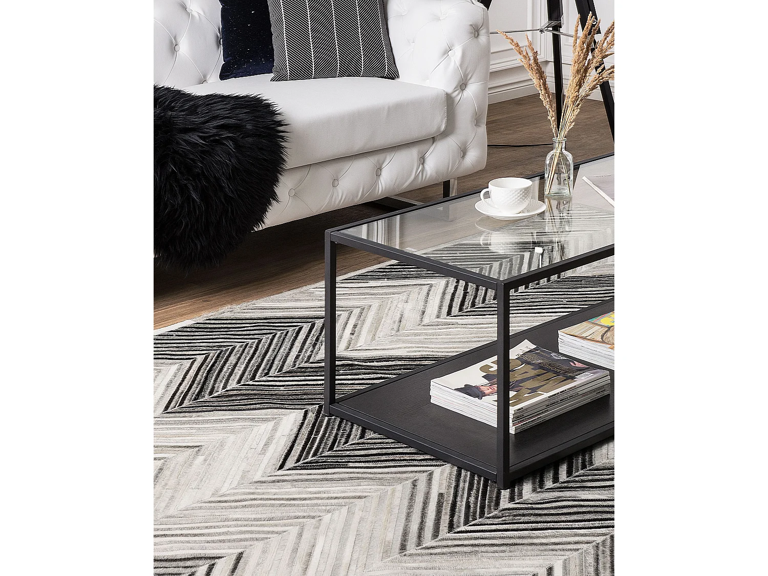 Vloerkleed AYTEPE 160 x 230 cm Leer Grijs