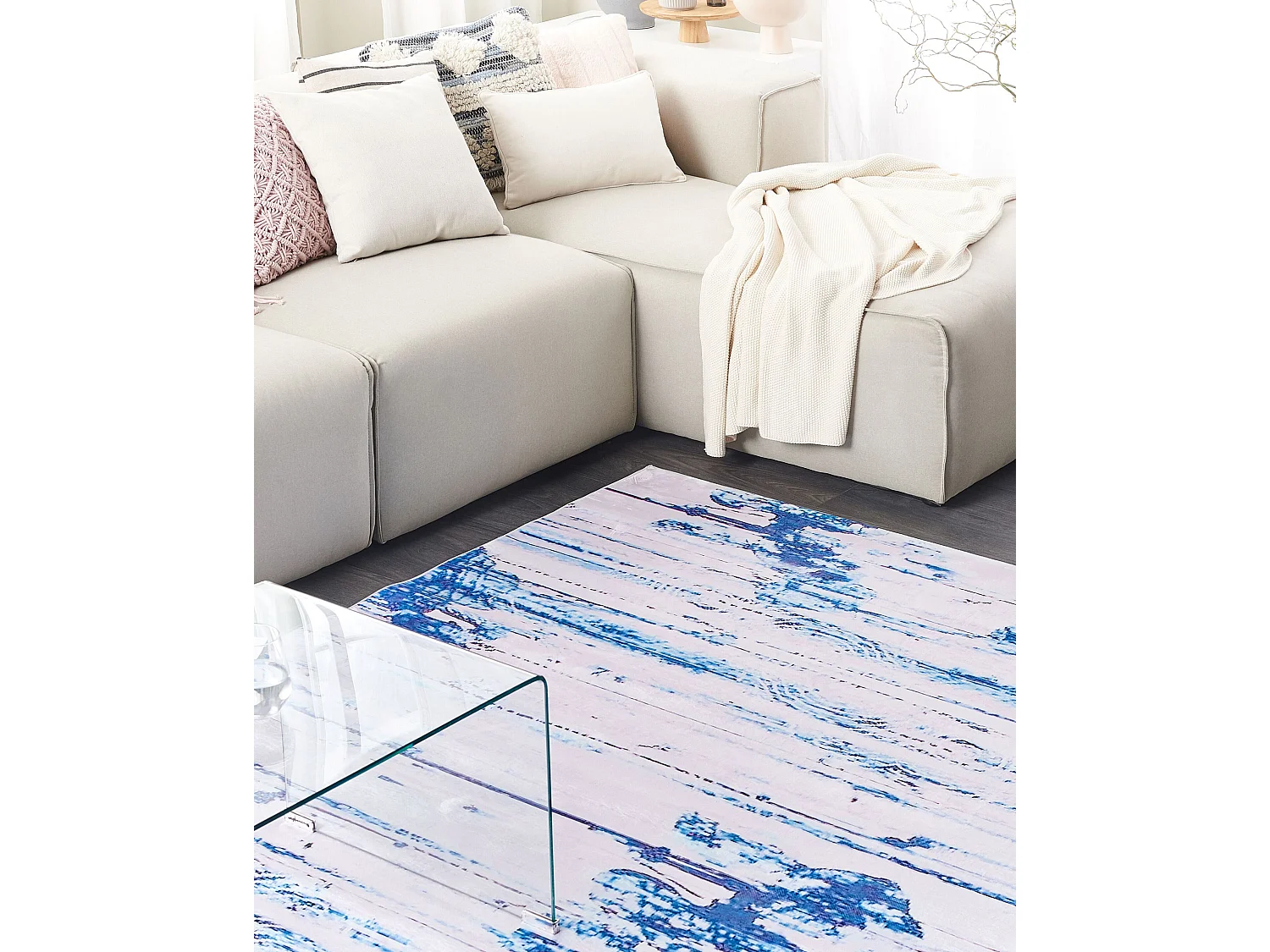 Moderner Teppich rechteckig blau 140x200 cm Kurzflor Burdur