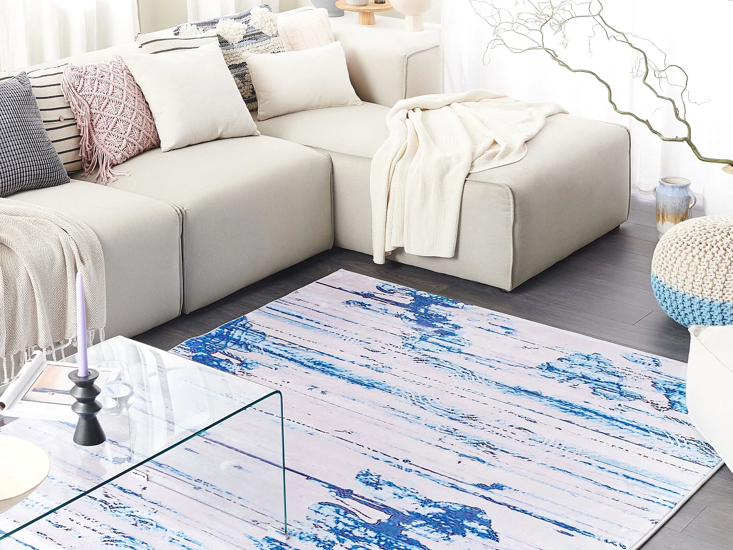 Vloerkleed polyester blauw 140 x 200 cm BURDUR