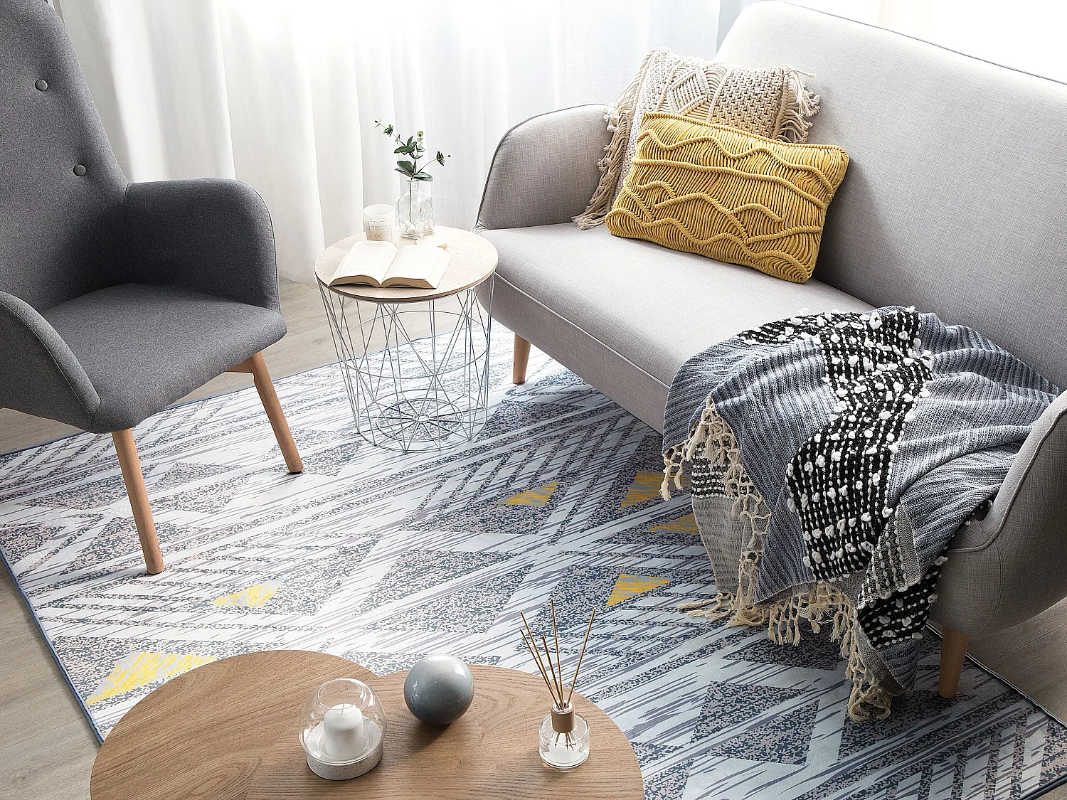 Tapis 230 x 160 cm gris et jaune KARGI